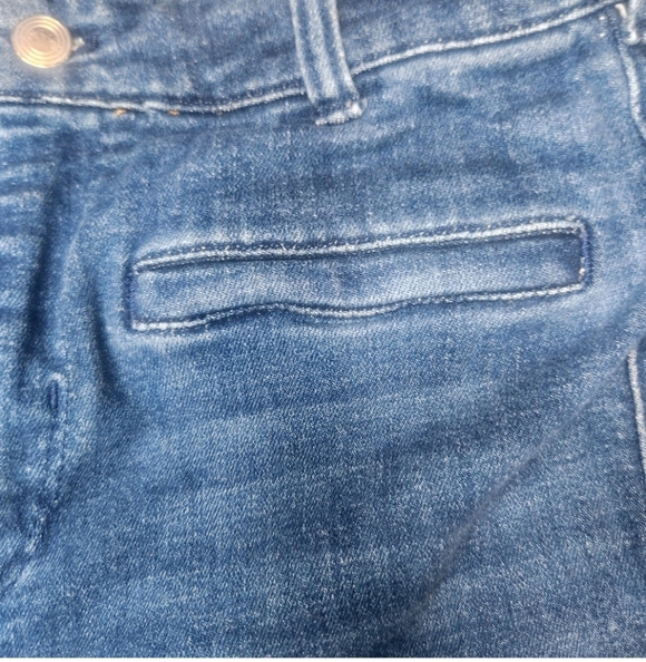 Maeve By Anthropologie Blue Denim Raw Hem Jeans Straight Leg Size 28 High Waist - Picture 4 of 10